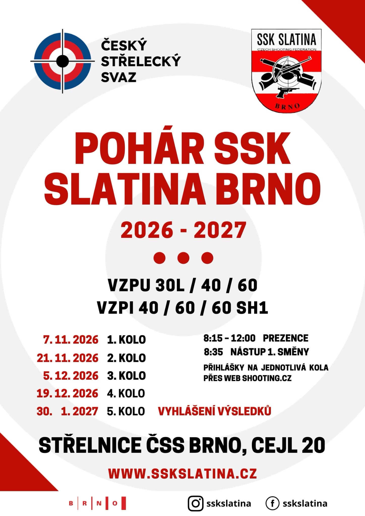 Plakát Poháru SSK Slatina Brno 2026/2027 – 1. kolo
